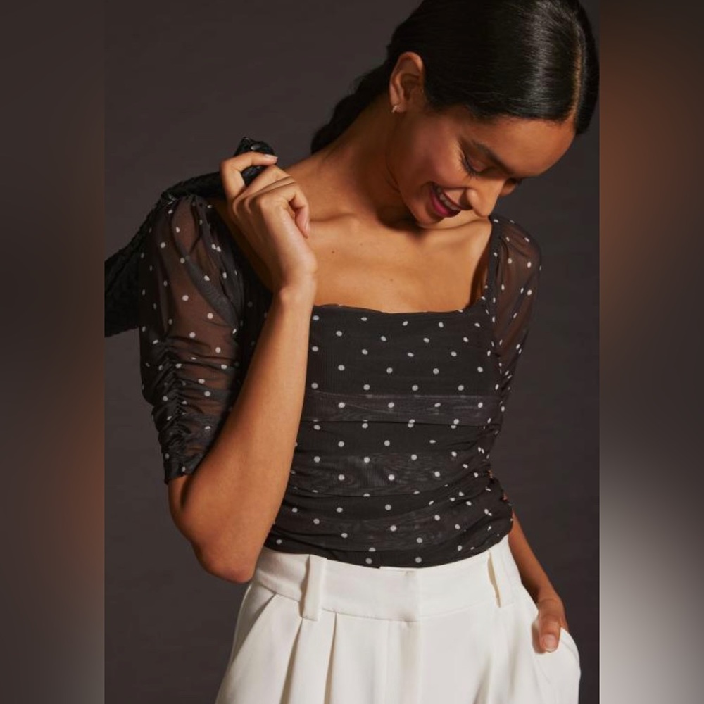 NWT Anthropologie shirred mesh top!